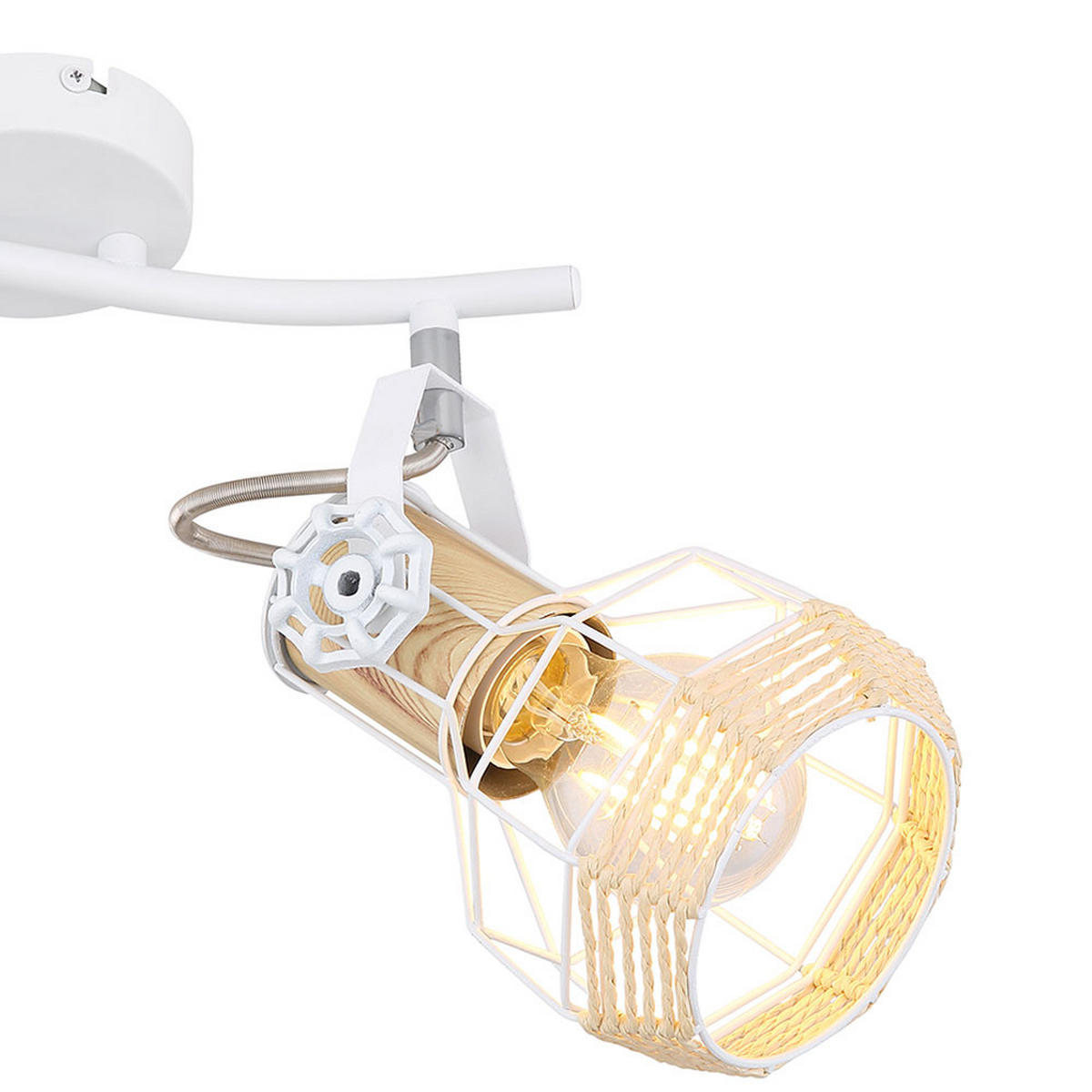 DECKENLEUCHTE Metall Weiß Holzoptik - Weiß, Holz (29.6/23/19cm)