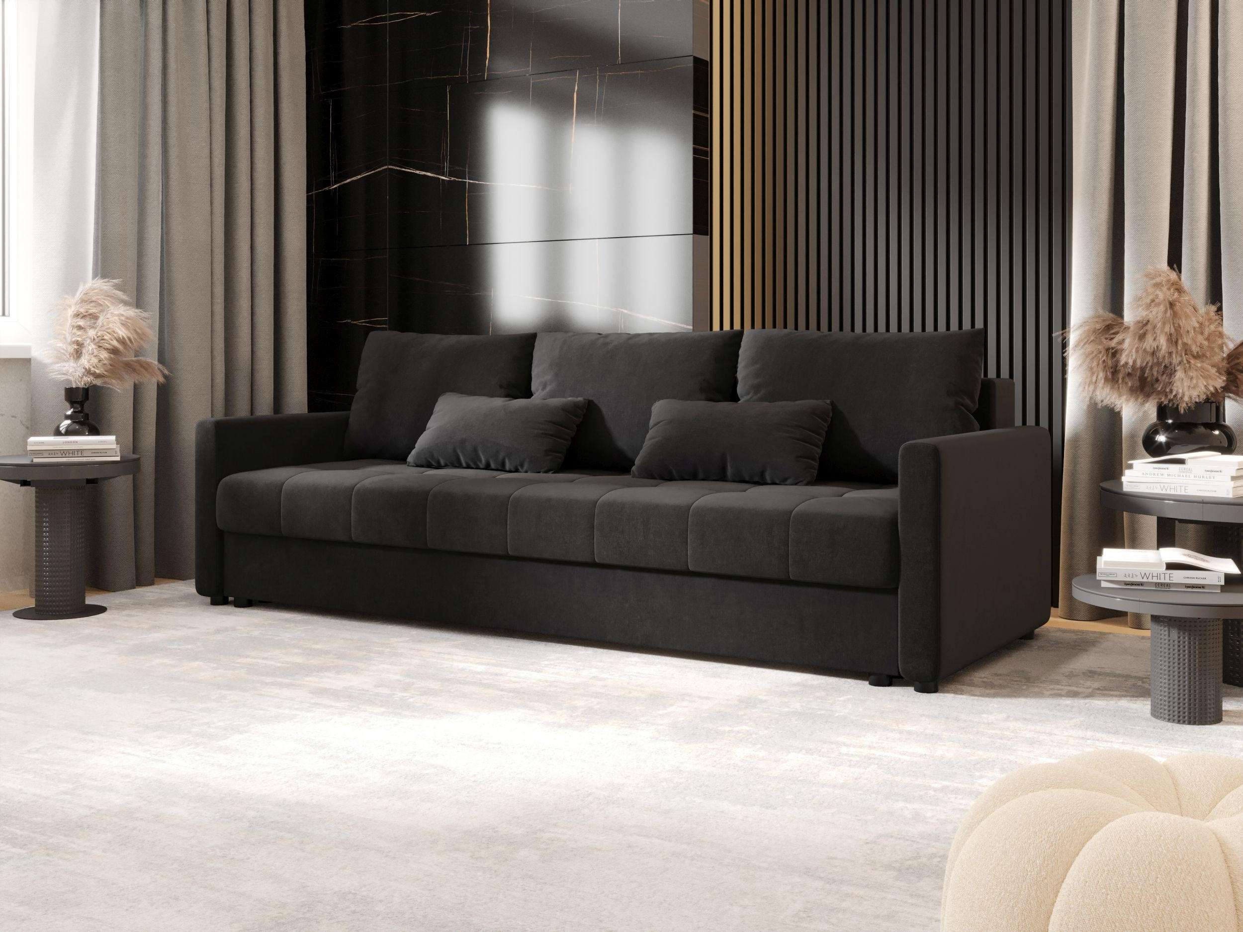 SOFA MOS mit Schlaffunktion ITAKA 27 mit Stauraum - Grau, Textil (84/72/220cm) - Bedante