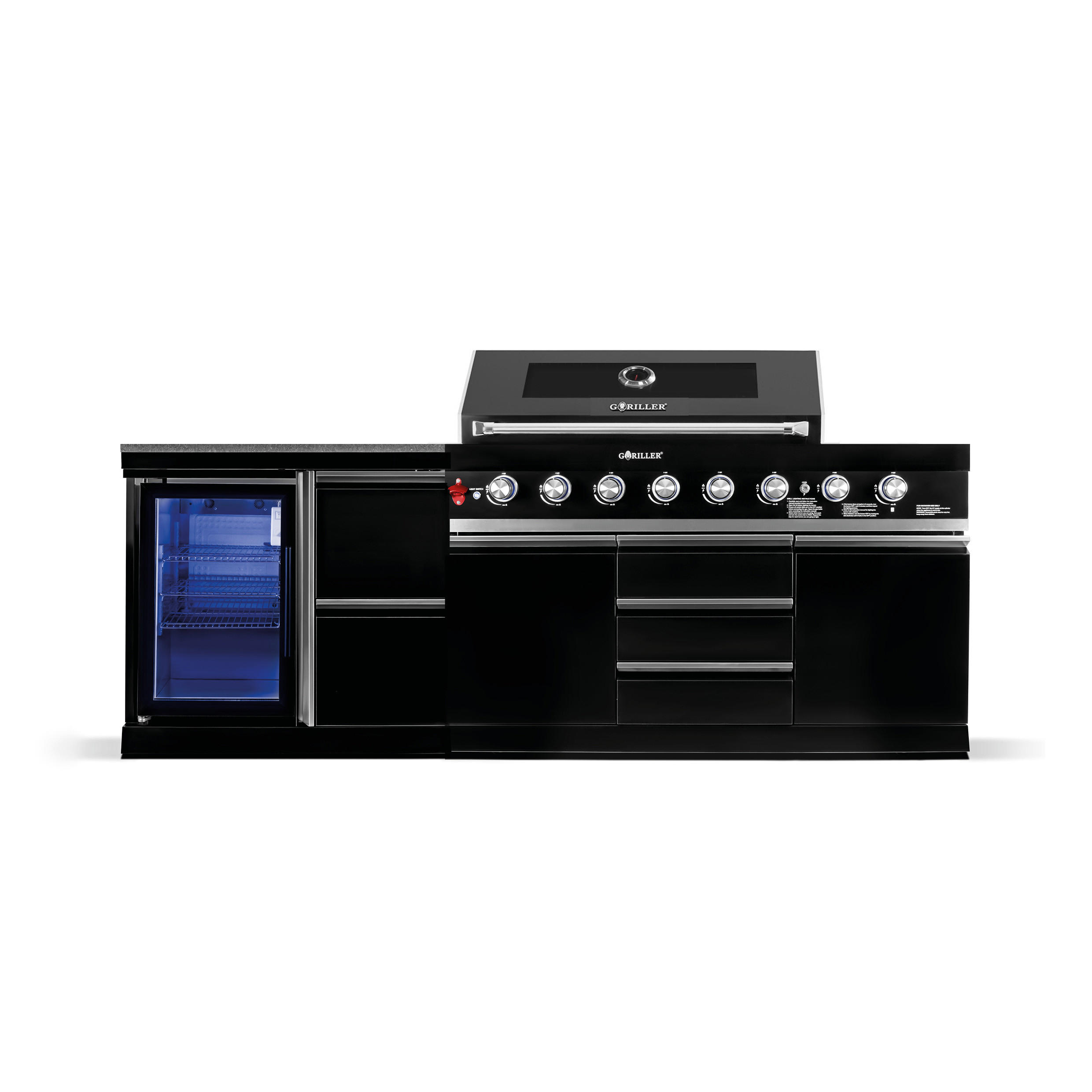 Goriller Outdoorküche Schwarz Hochglanz 230x90x58 cm