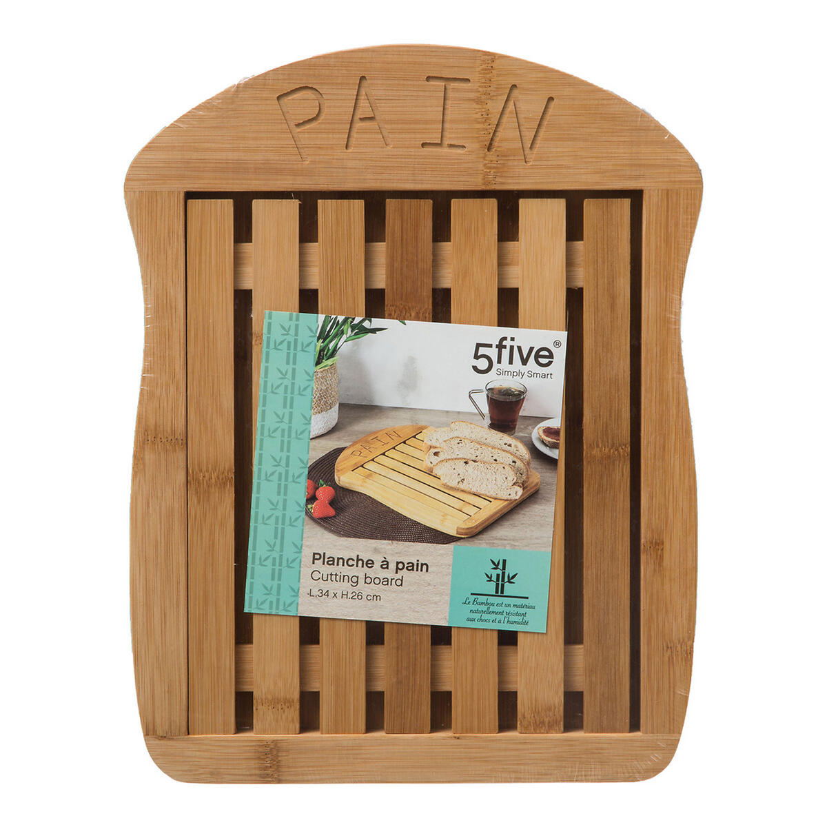 BROTSCHNEIDEBRETT, Bambus, 34 x 26 cm, 100178 - Beige, Holz (2/26cm) - 5five Simply Smart