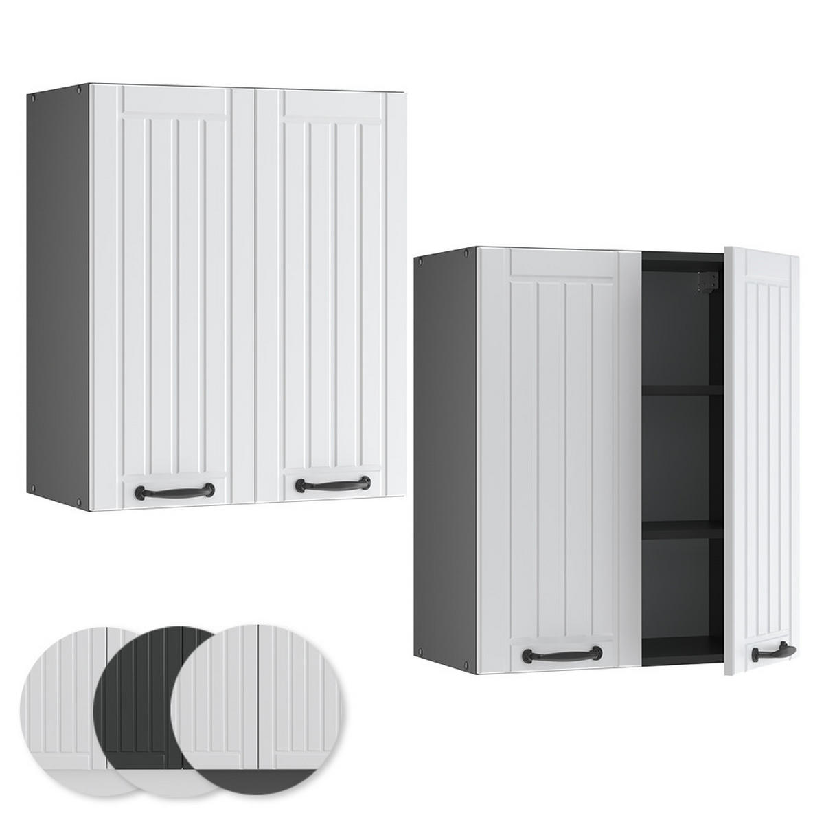 HÄNGESCHRANK Fame-Line Weiß Landhaus 60 cm - Anthrazit/Weiß, Holzwerkstoff (60/72/34.1cm) - Vicco