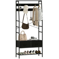 GARDEROBENSTÄNDER DE-09728 Schwarz - Schwarz, Holzwerkstoff/Metall (30/180.5/80cm) - ComfortXL