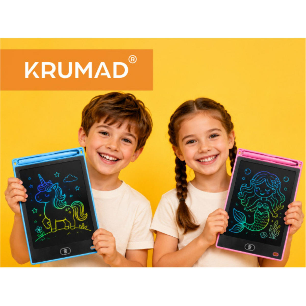 SCHREIBTAFEL Kinder 2-er Set - Schwarz, Kunststoff (20/20/1cm) - KRUMAD