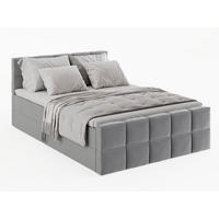 KONTINENTALBETT Vanessa 186/223 cm, in Grau, Velours-Stoff, Bettkasten, Matratze, Topper - Grau, Textil (180/220cm) - Barchello