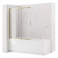 BADEWANNEN-DUSCHWAND Schiebetür Rea Dario Brush Gold 100 - Goldfarben, Glas (100/140cm) - REA