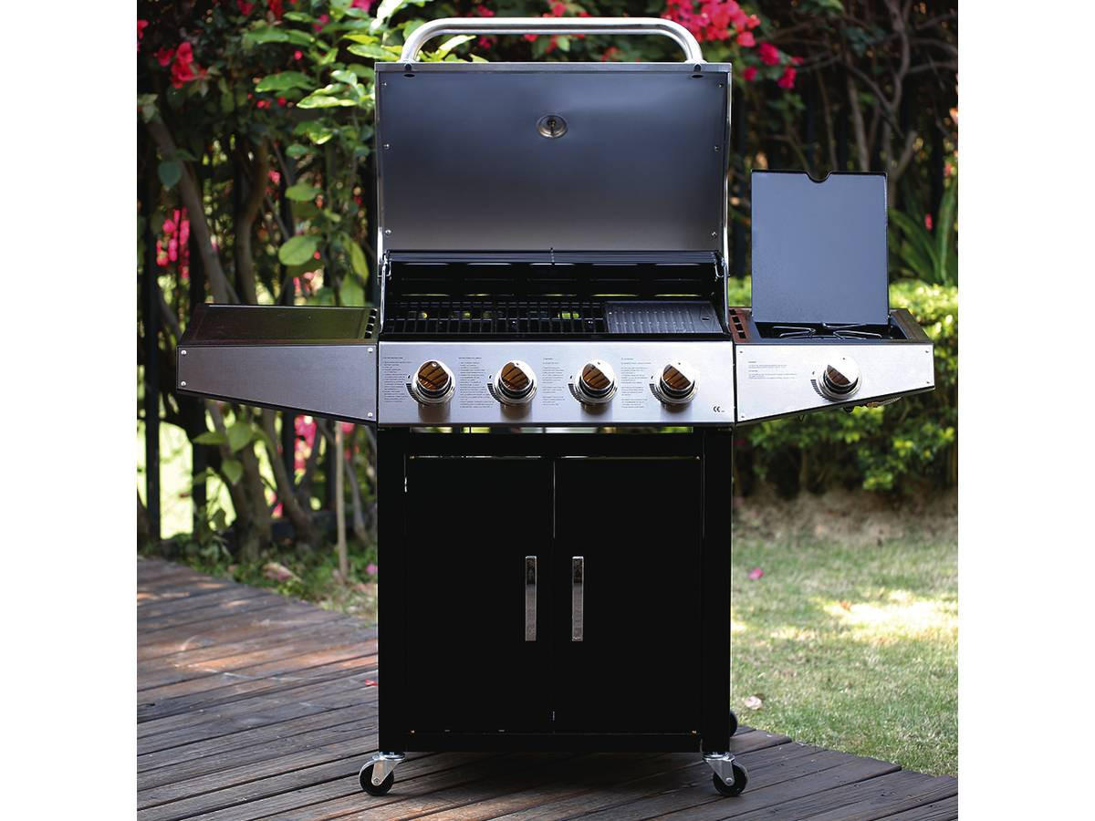 GASGRILL party 5 - Grau, Metall (54/55/136cm) - Habitat Garten