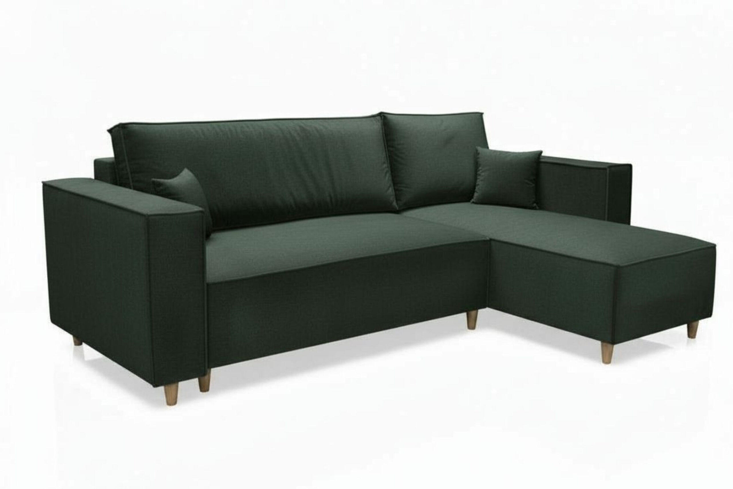 ECKSOFA RIO mit Schlaffunktion und Bettkasten, Farbe: Grün, Velourstoff, Ottomane Universal - Grün, Textil (249/142cm) - Marpur