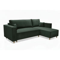 ECKSOFA RIO mit Schlaffunktion und Bettkasten, Farbe: Grün, Velourstoff, Ottomane Universal - Grün, Textil (249/142cm) - Marpur