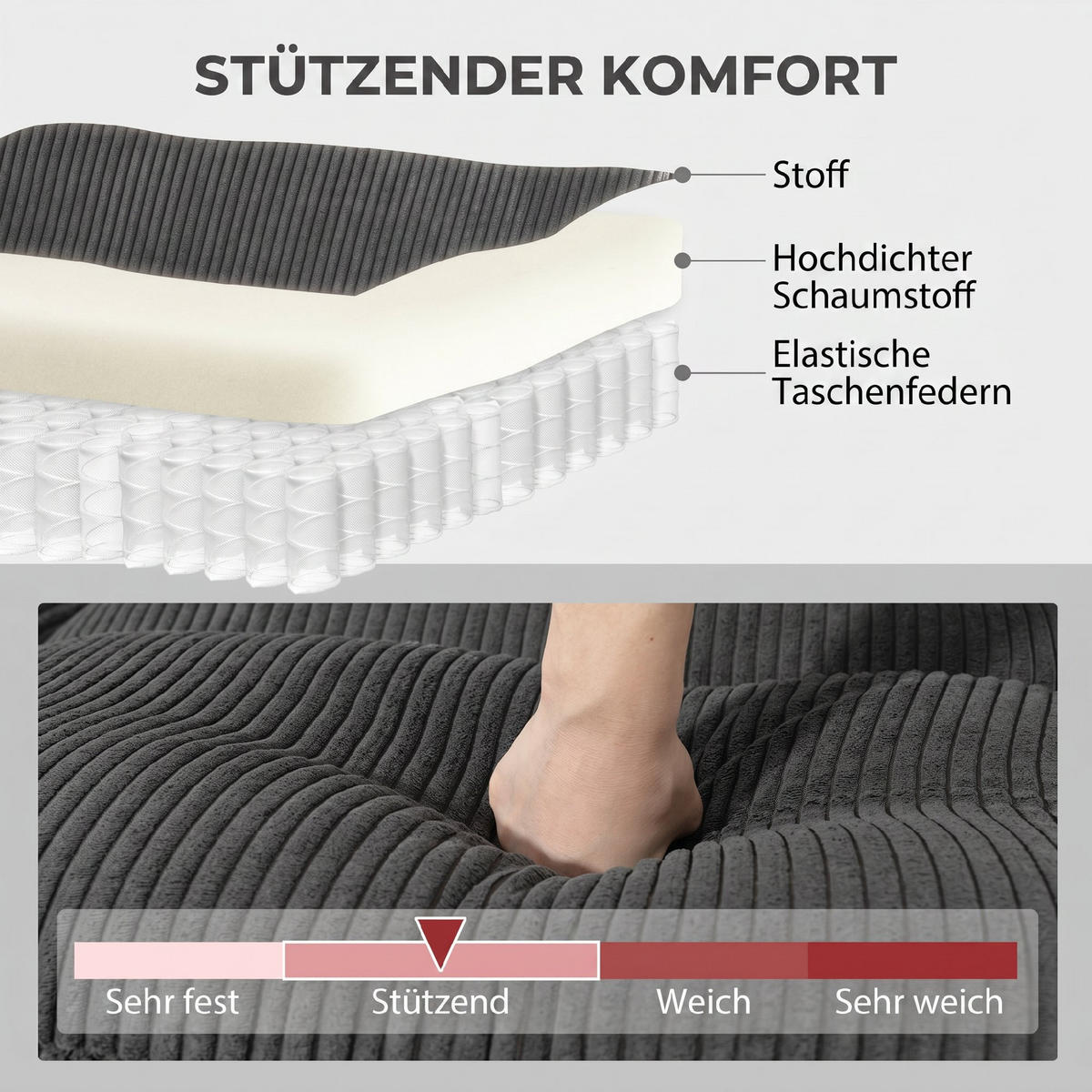 ECKSOFA Dunkelgrau 292/224/85 cm - Dunkelgrau, Textil (292/224cm) - PANGIVO