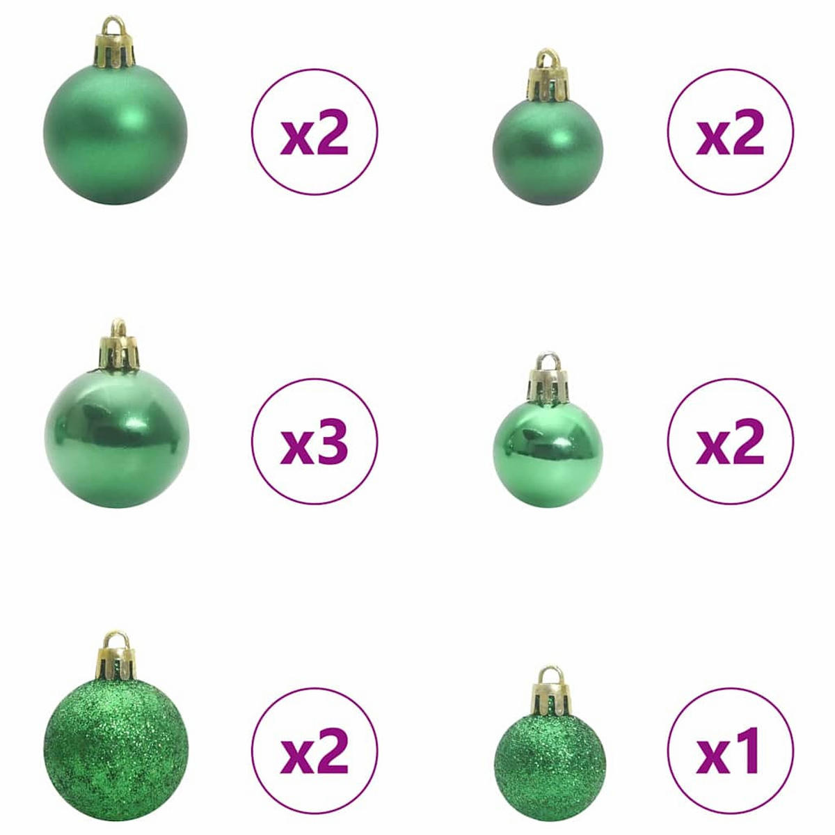 WEIHNACHTSKUGELSET 61 -teilig Mehrfarbig Kunststoff - Eukalyptusholzfarben, Kunststoff (6/27/6cm) - vidaXL