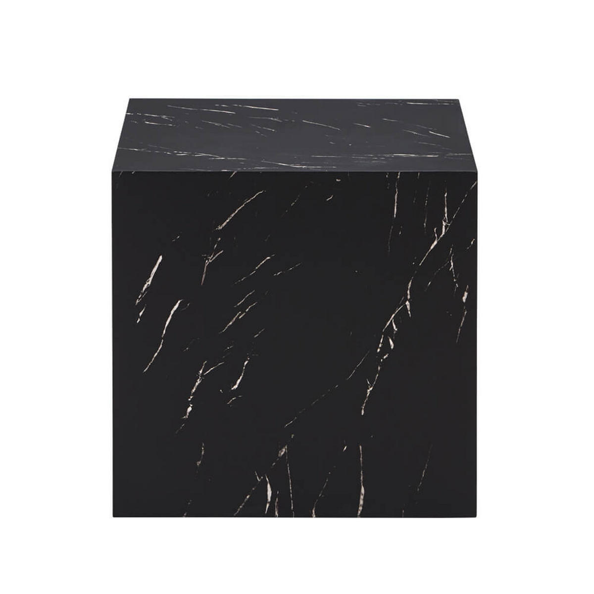 COUCHTISCH Marmor AMIRI M - 50 x 50 cm Schwarz - Schwarz, Holzwerkstoff/Textil (50/50/50cm) - Home Deluxe