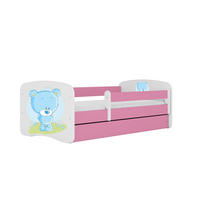 KINDERBETT blauer Teddybär Blumen mit Schublade 180/80 90/61/184 - Rosa, Holzwerkstoff (80/180cm) - RAUMHIRSCH FURNITURE