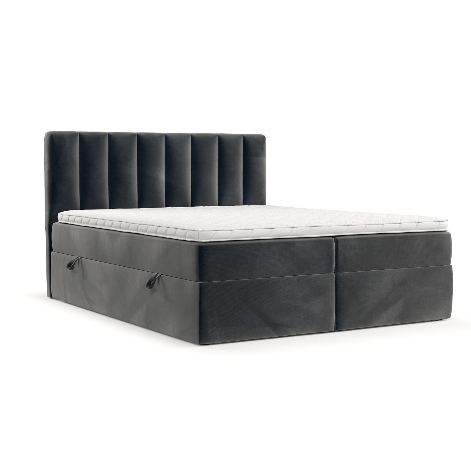 BOXBETT Bari 160/200 cm Anthrazit im Paros Stoff - Anthrazit, Holz/Holzwerkstoff (160/200cm) - AltaBeds