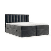 BOXBETT Bari 200/200 cm Anthrazit im Paros Stoff - Anthrazit, Holz/Holzwerkstoff (200/200cm) - AltaBeds