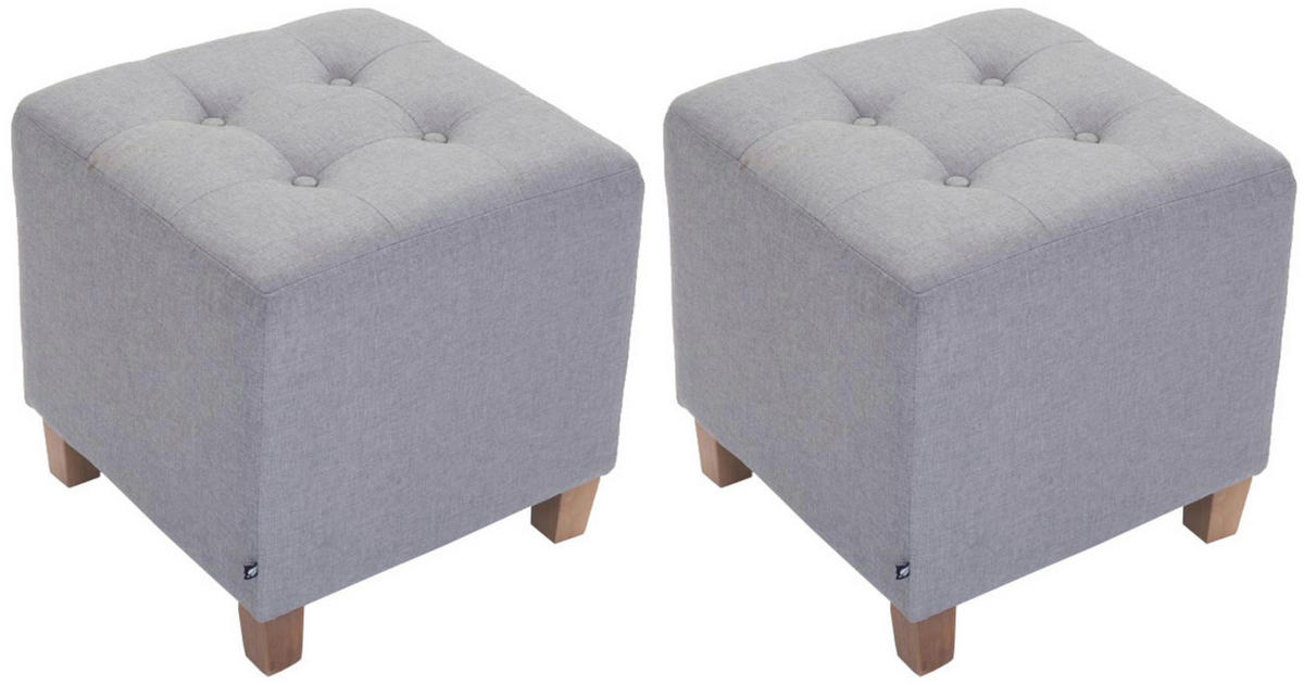 SITZWÜRFEL 2er Set Stoff hellgrau - Hellgrau, Holz/Textil (45/46/45cm) - CLP
