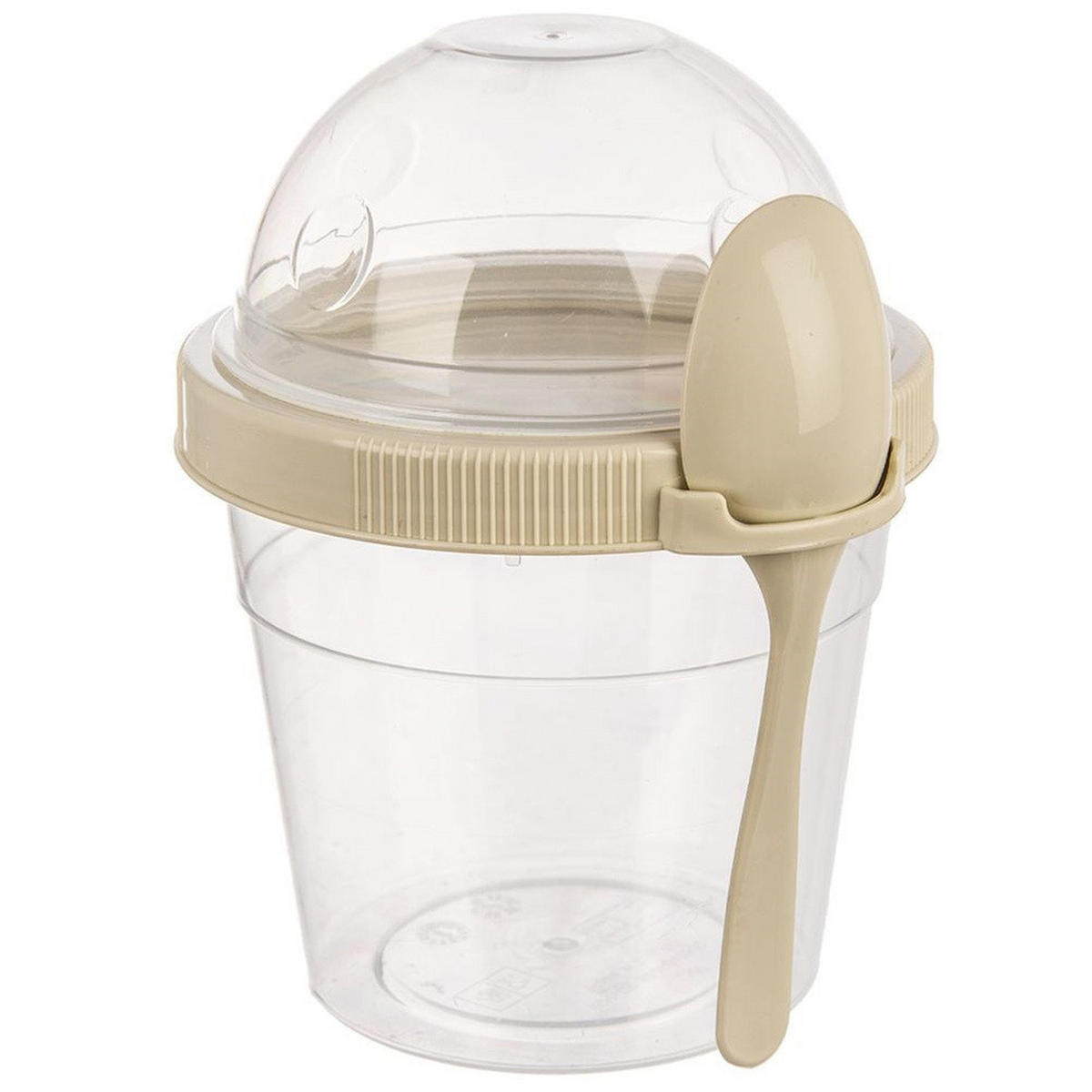 JOGHURTBECHER mit Löffel für die Lunchbox 400 ml - Cappuccino, Kunststoff (11.5/13.5/10.5cm) - Orion 