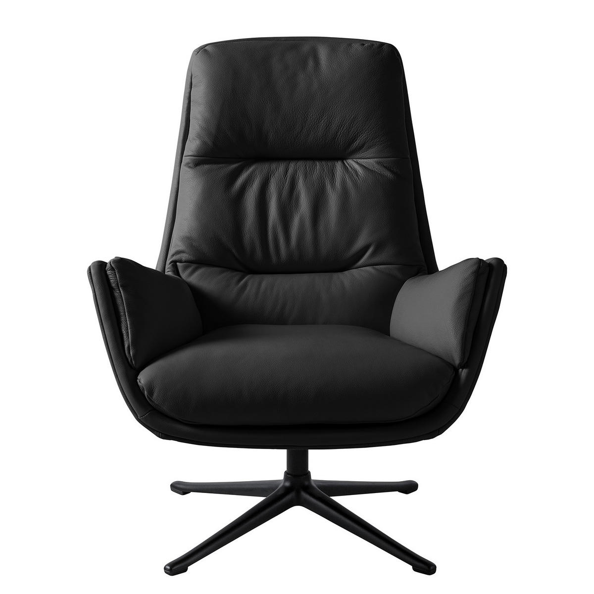 SESSEL mit Kreuzfuß - Schwarz, Leder/Metall (83/95/97cm) - home24