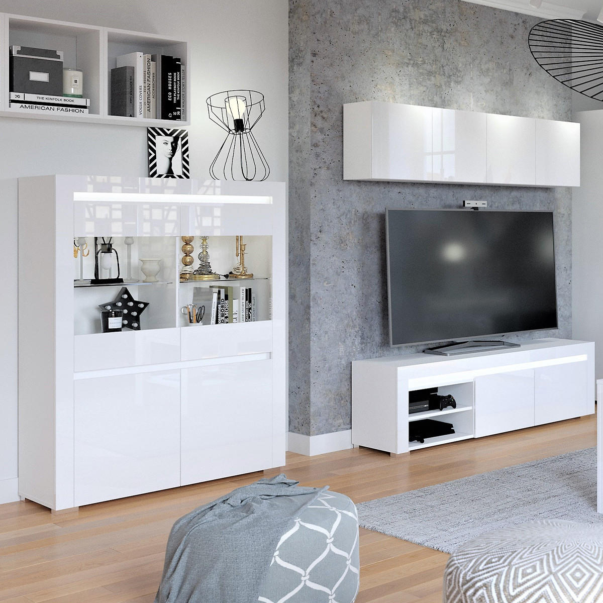 VITRÍNA Kasla Bílá - bílá, kompozitní dřevo (106/139/39cm) - Petits-meubles