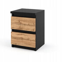 NACHTTISCH – SCHWARZ/EICHE WOTAN - Eiche Wotan/Schwarz, Holz (30/40/30cm) - Stiv Meble