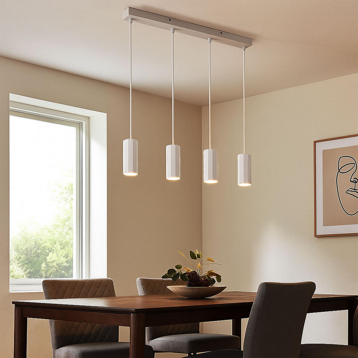 LED HÄNGELEUCHTE Weiß Matt 4-flammig - Weiß, Metall (61/6/120cm) - Globo Lighting