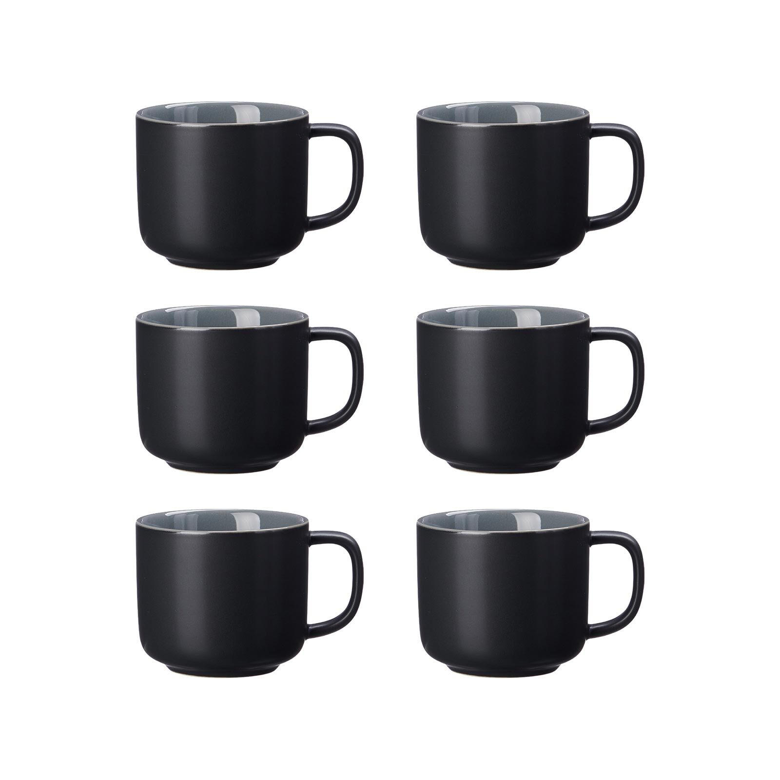 KAFFEETASSEN Jasper Schwarz 240 ml 6er Set - Schwarz, Keramik (0.24L) - Ritzenhoff Breker