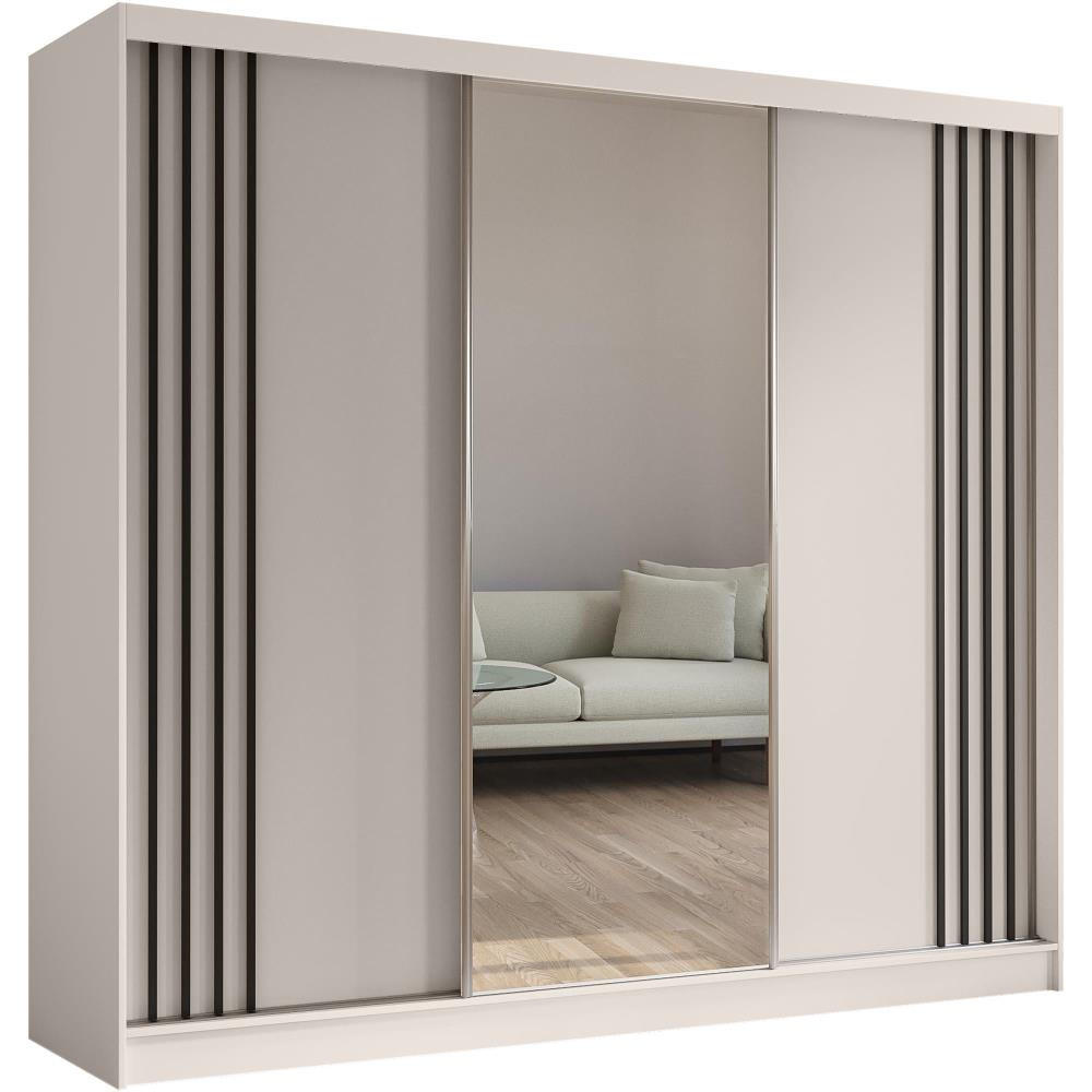 Beautysofa SKŘÍŇ s posuvnými dveřmi Nela II 240/216/61 kašmír + černá se zásuvkami