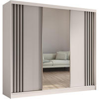 SCHWEBETÜRENSCHRANK Nela 240/216/61 kaschmir+schwarz - Kaschmir/Schwarz, Holzwerkstoff (240/216/61cm) - Beautysofa