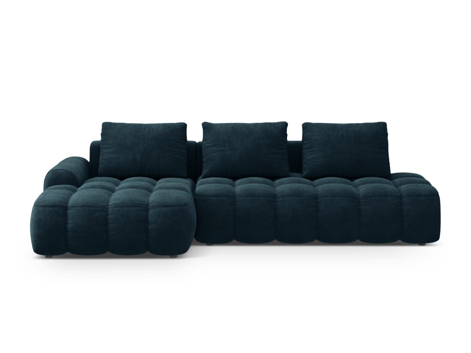 AUSKLAPPBARES-ECKSOFA links mit Container Linz aus Samt petrol 3 Sitzplätze - Petrol, Textil (142/275cm) - Cosmopolitan Design