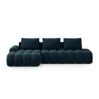 AUSKLAPPBARES-ECKSOFA links mit Container Linz aus Samt petrol 3 Sitzplätze - Petrol, Textil (142/275cm) - Cosmopolitan Design