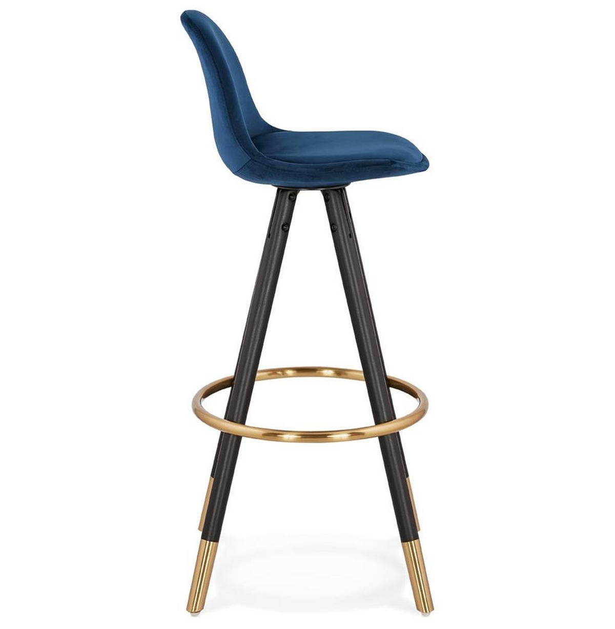 BARHOCKER Samt Holzbeine Sitzhöhe 75cm Eleganter Stil LURALI, Blau 41x41x97 cm - Blau/Schwarz, Buchenholz/Textil (41/97/41cm) - KADIMA DESIGN