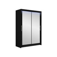 KLEIDERSCHRANK Miami VII, mit RGB LED Beleuchtung - Silberfarben/Schwarz, Holzwerkstoff/Kunststoff (120/200/58cm) - MIRJAN24