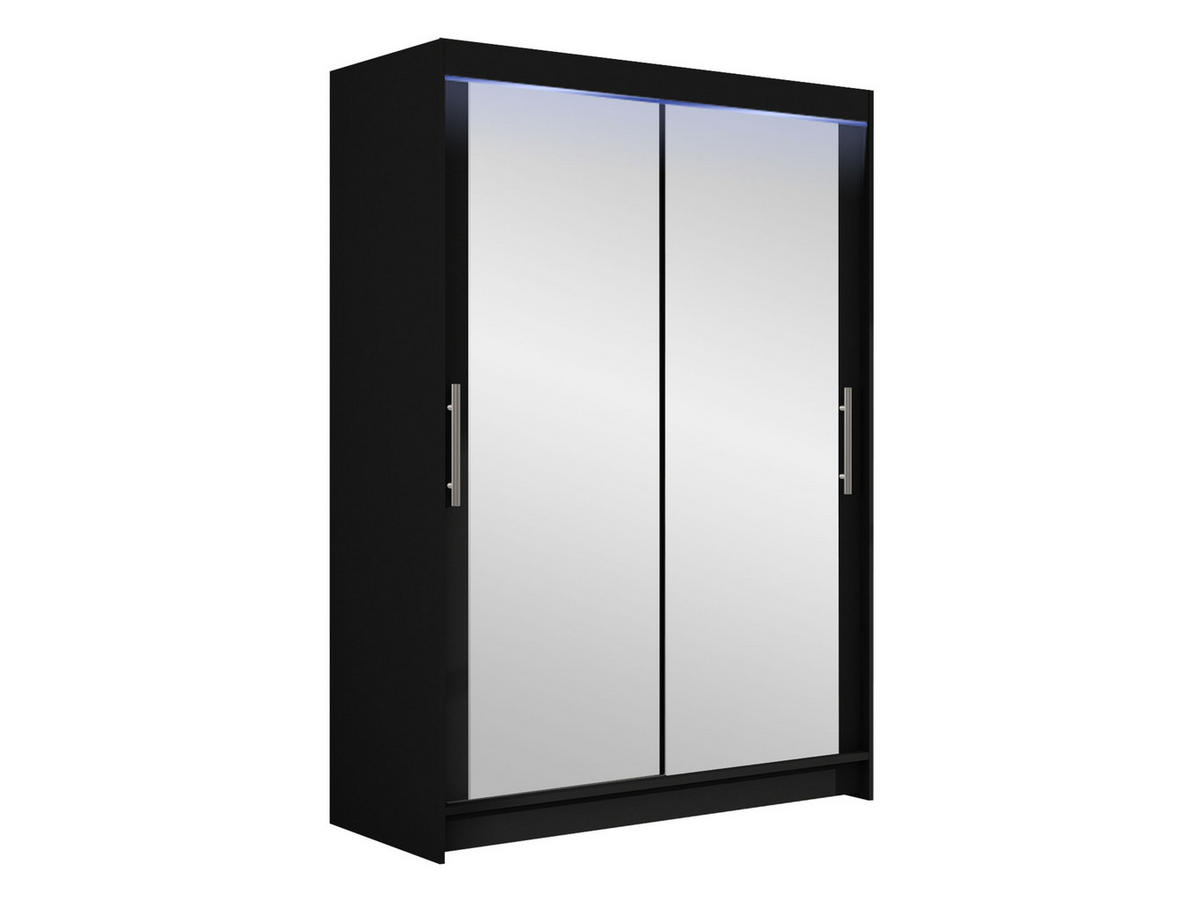 KLEIDERSCHRANK Miami VII, mit RGB LED Beleuchtung - Silberfarben/Schwarz, Holzwerkstoff/Kunststoff (120/200/58cm) - MIRJAN24