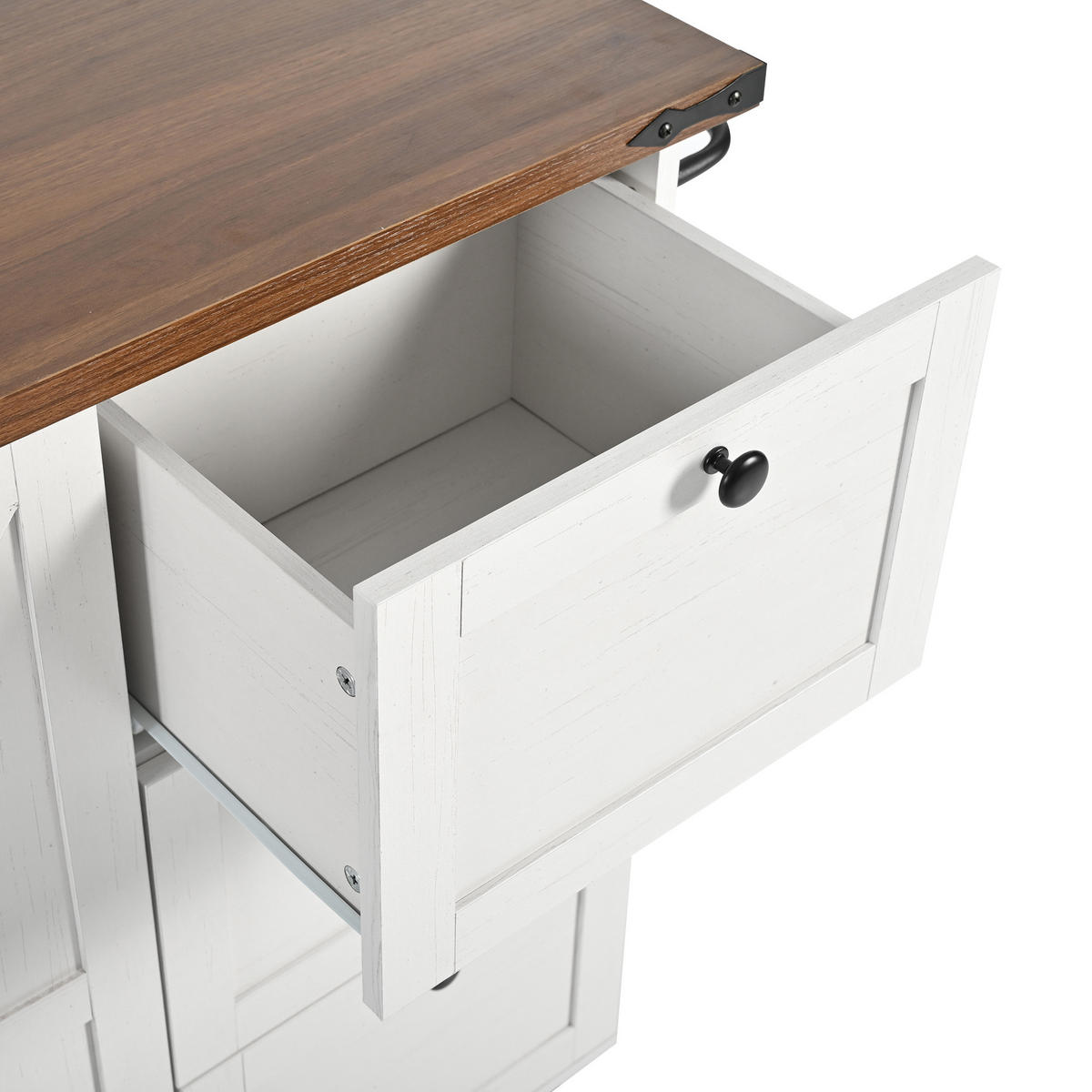 KÜCHENINSEL 140x73x92.5cm Weiß mit Klappplatte,3 Schubladen & 5 Rädern - Weiß, Holzwerkstoff (140/92.5/73cm) - Modfu