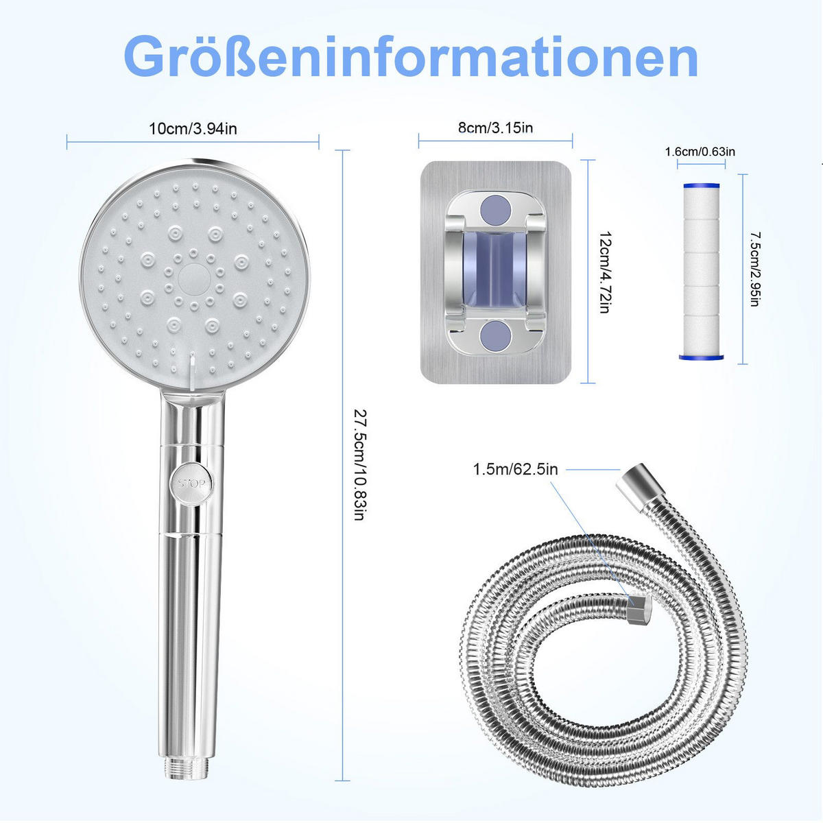 DUSCHKOPF HydroBreeze - Silberfarben, Kunststoff (4/27.5/10cm) - Nettlife