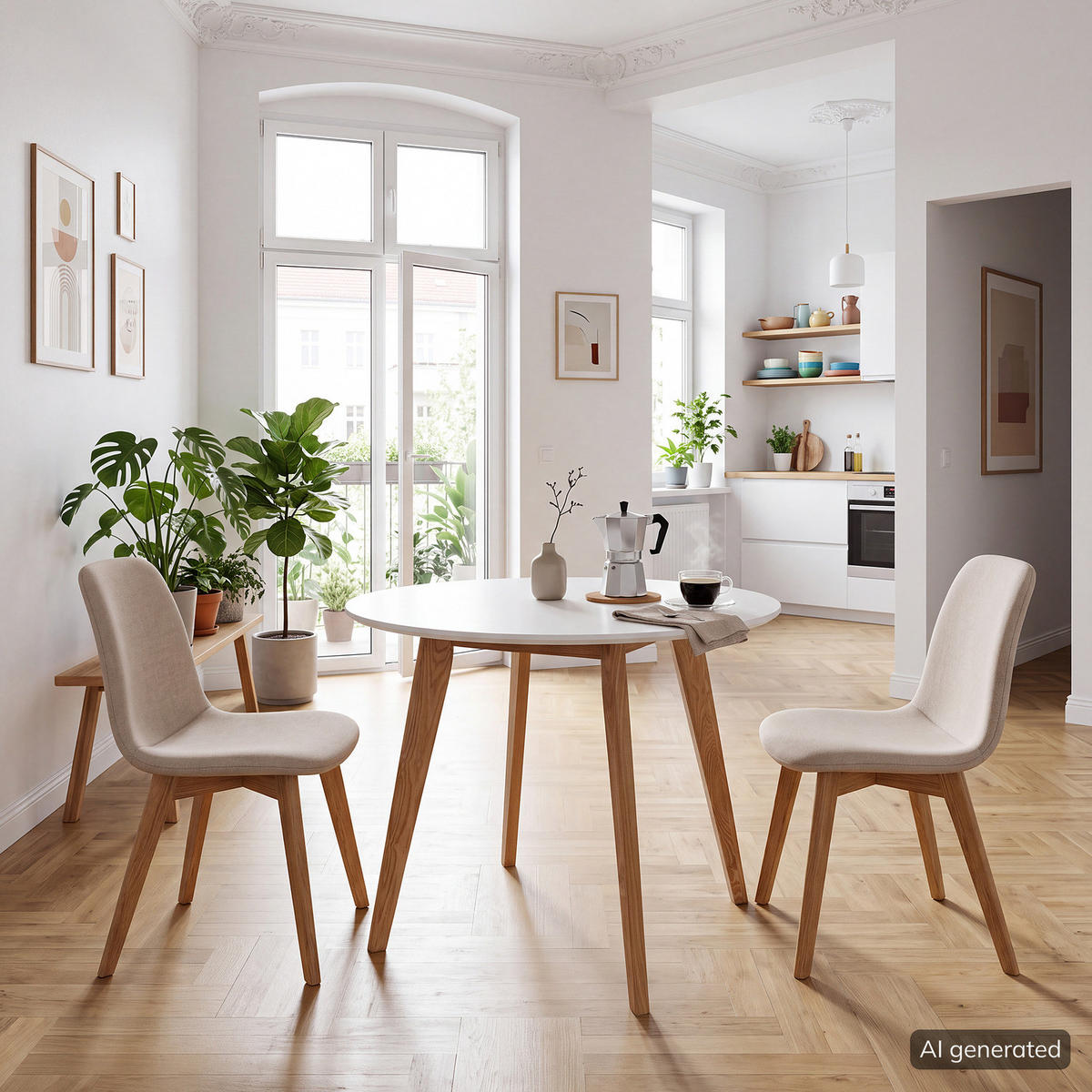 ESSTISCH - Esche teilmassiv - Weiß / Esche - Weiß, Holz/Holzwerkstoff (90/90/1cm) - home24