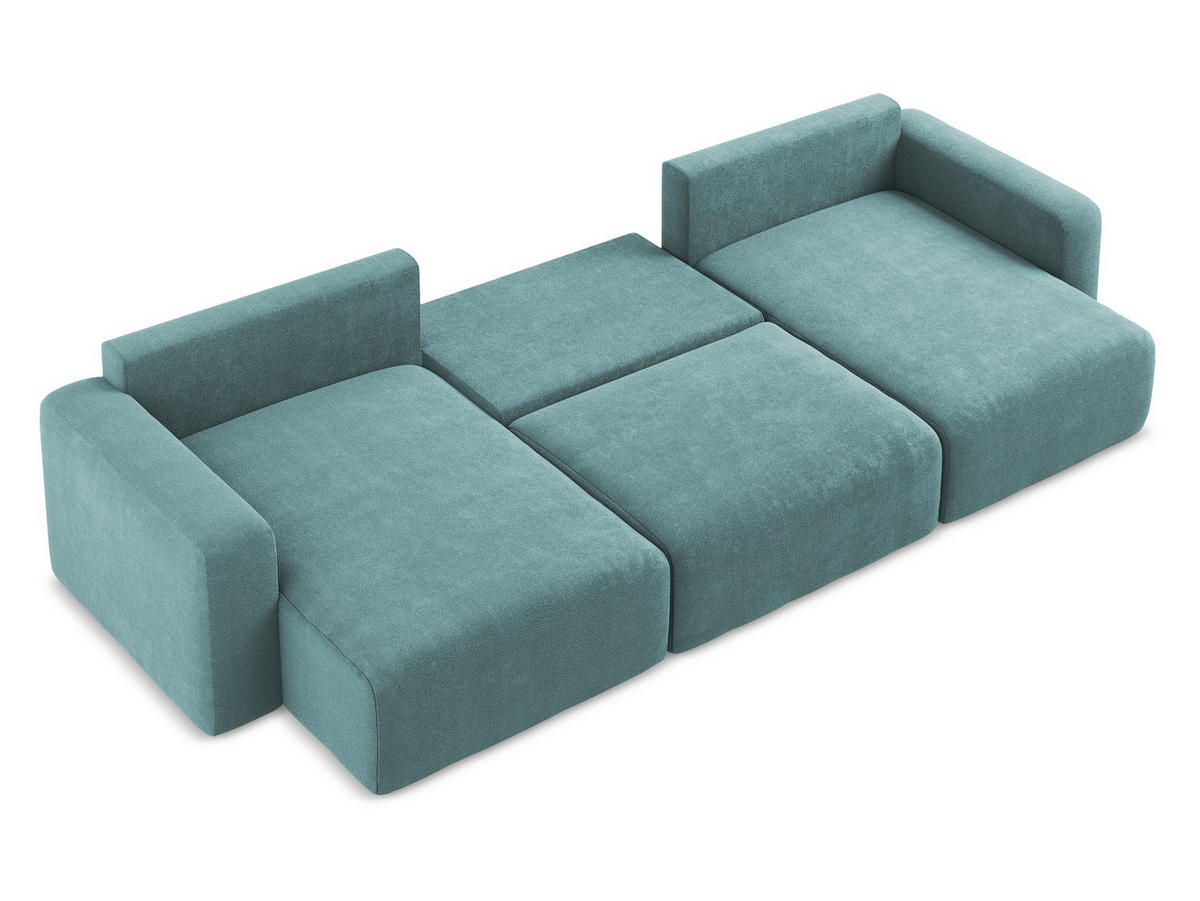 WOHNLANDSCHAFT Chenille Stoff Blau - Blau/Beige, Kunststoff/Textil (332/79/149cm) - Makamii