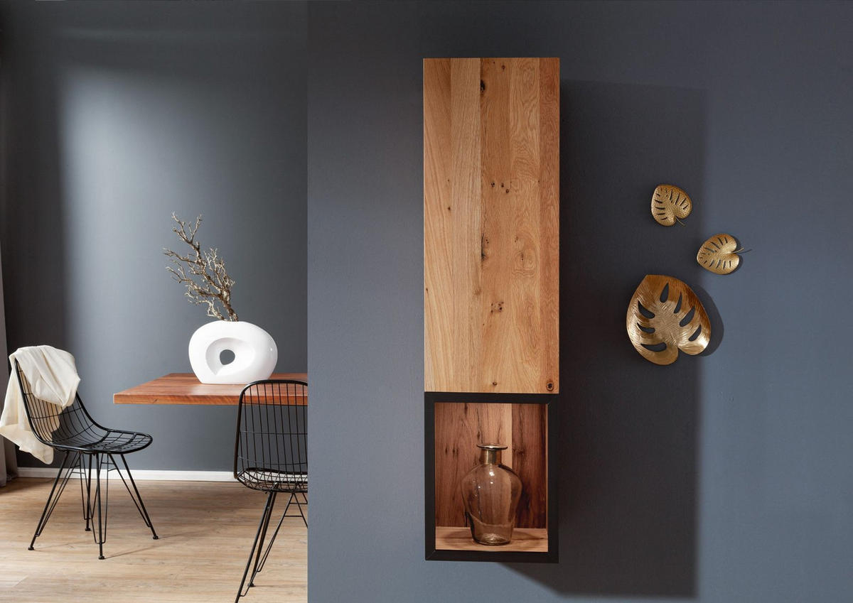 HÄNGEVITRINE Wild-/Zerreiche 33x33x124 natur geölt FRANKFURT #102 - Braun, Holz (33/124/33cm) - Massivmoebel24