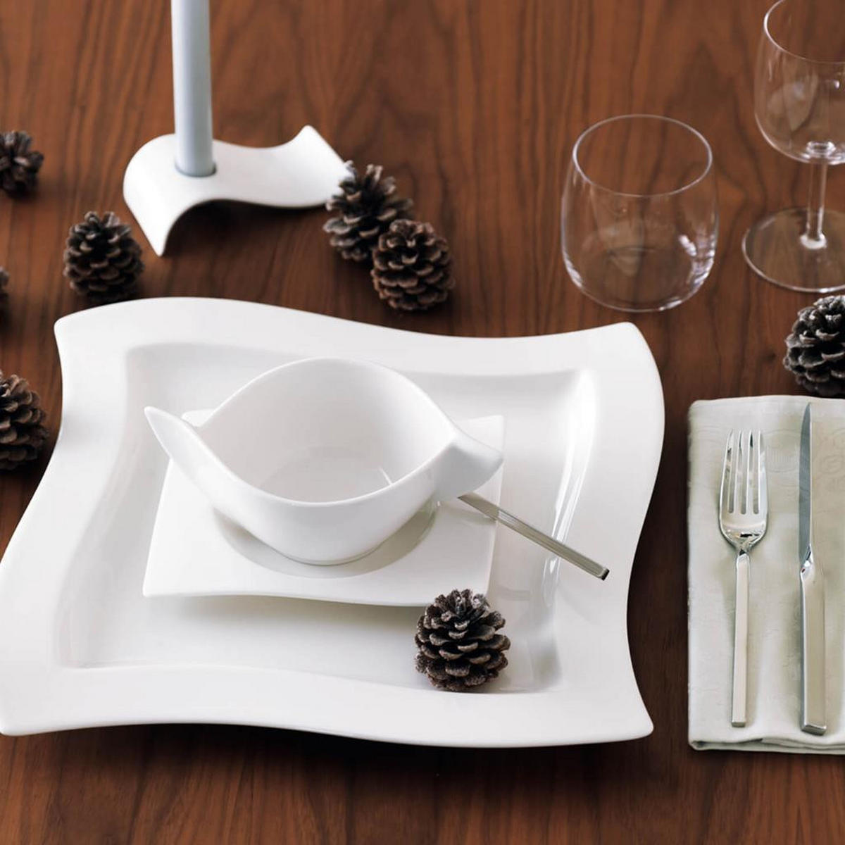 SUPPENUNTERTASSEN NewWave weiß 18 x 15 cm 4er Set - Weiß, Keramik (1cm) - Villeroy & Boch