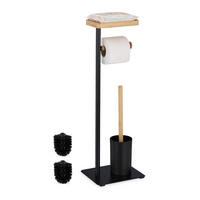WC-GARNITUR - Schwarz, Holz/Kunststoff (22/65/18cm) - Relaxdays