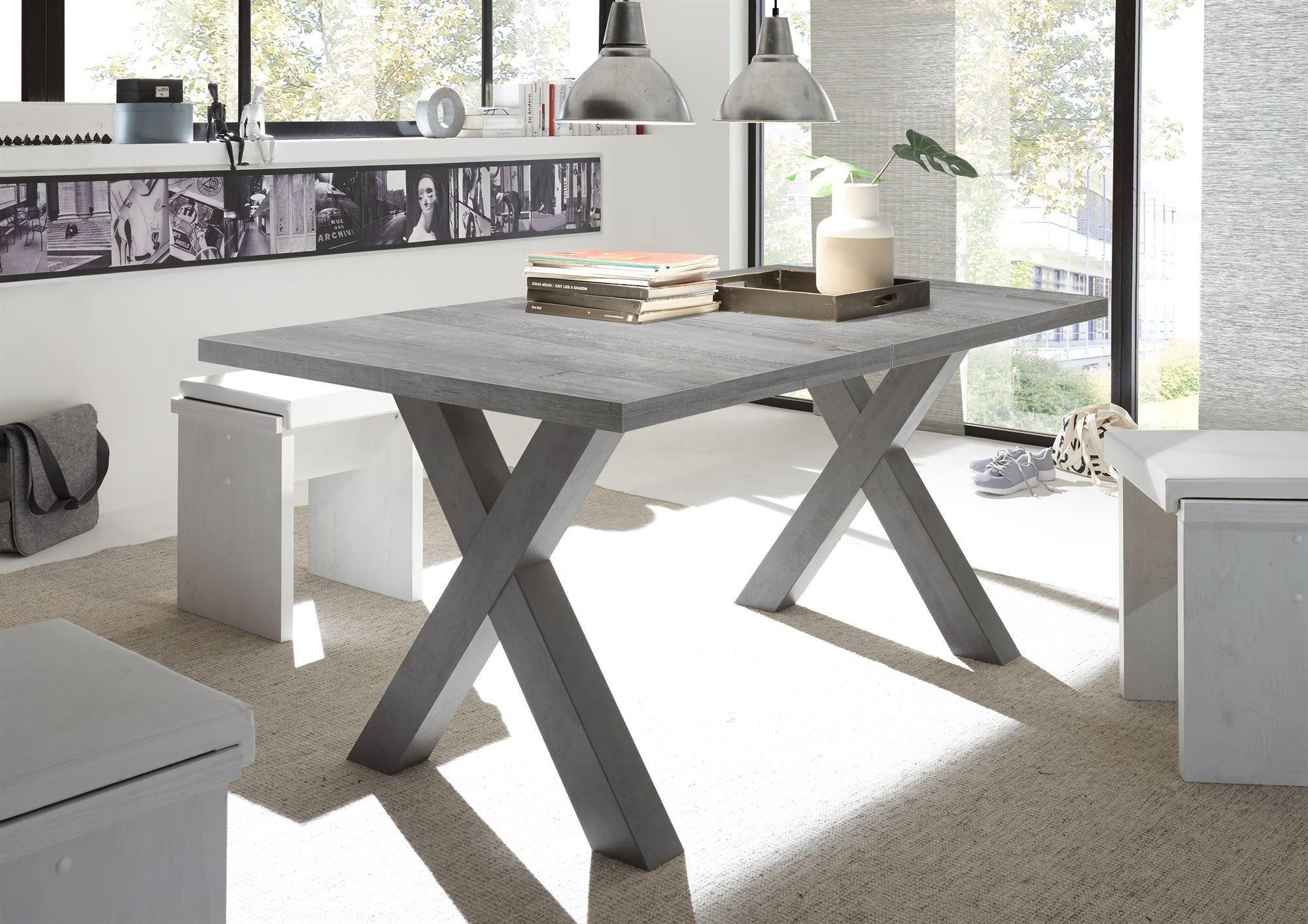 ESSTISCH ausziehbar Eike 3 140 x 90 x 75 Esszimmertisch Graphit/Beton - Hellgrau, Holz (140/90/75cm) - 58aufmkessel