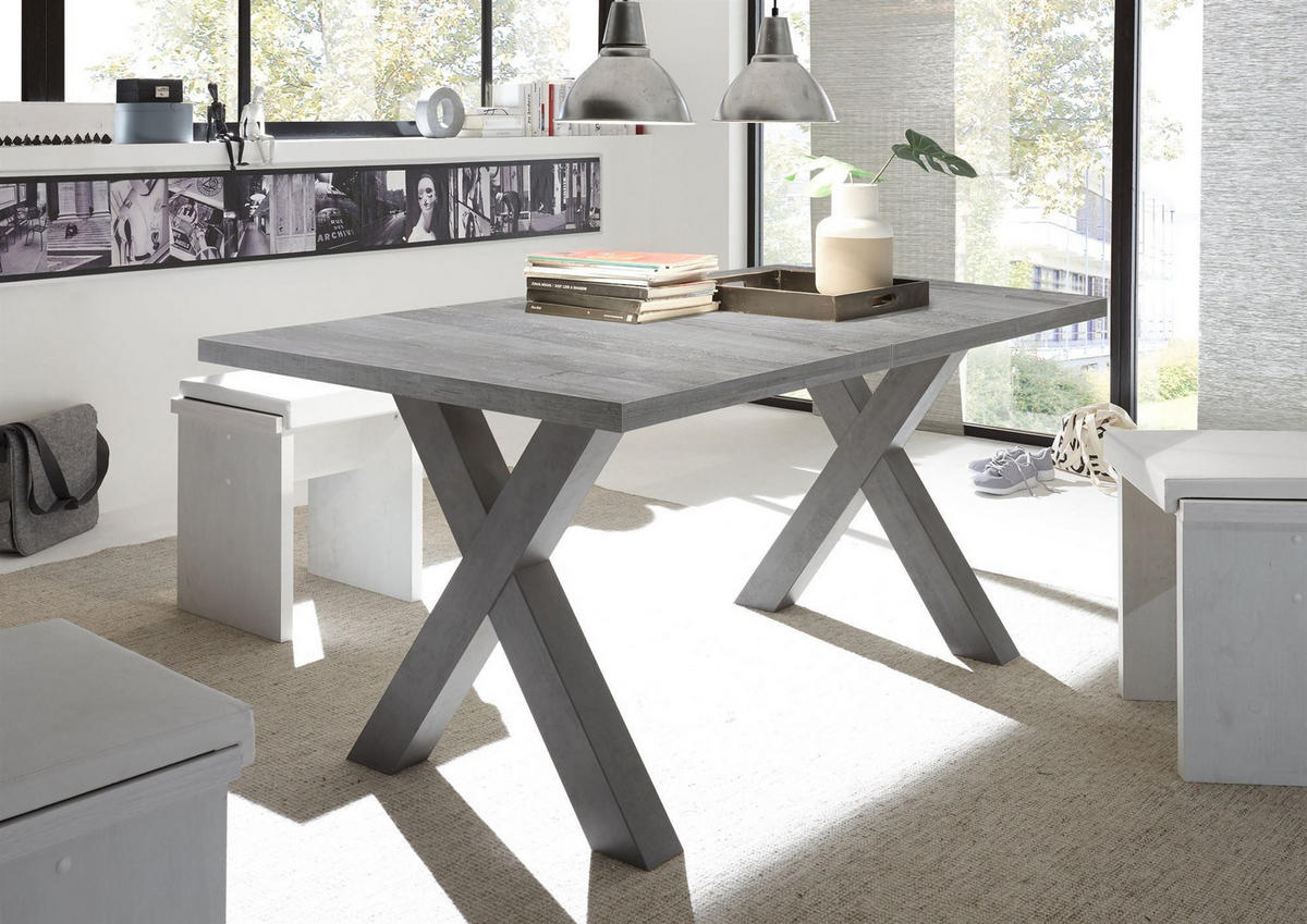 ESSTISCH ausziehbar Eike 3 140 x 90 x 75 Esszimmertisch Graphit/Beton - Hellgrau, Holz (140/90/75cm) - 58aufmkessel