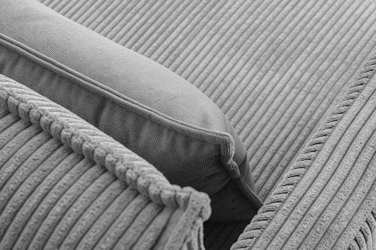 3-SITZER-SOFA GANZO 2 Kissen inklusive, Cord-Stoff, hellgrau - Hellgrau/Schwarz, Textil/Metall (193/84/92cm) - KONSIMO®