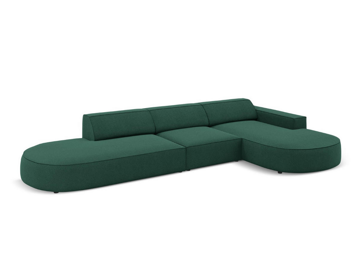 ECKSOFA rechts Jodie aus strukturiertem Stoff grün 4 Sitzplätze - Grün, Textil (166/342cm) - Micadoni