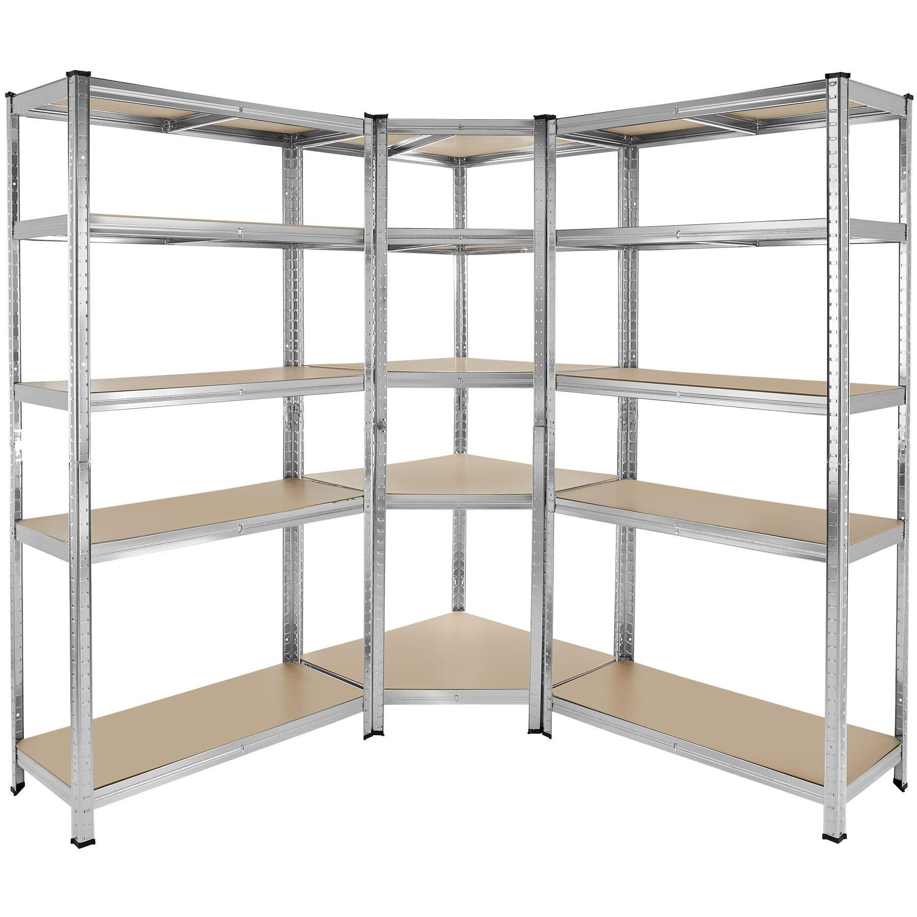SCHWERLASTREGALSYSTEM Gustav,variable Montage im Stecksystem,silber - Silberfarben, Metall (165/180/165cm) - tectake