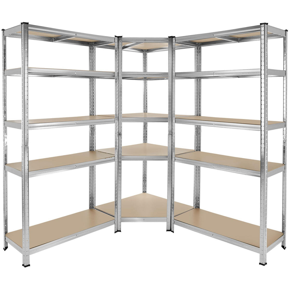 SCHWERLASTREGALSYSTEM Gustav,variable Montage im Stecksystem,silber - Silberfarben, Metall (165/180/165cm) - tectake