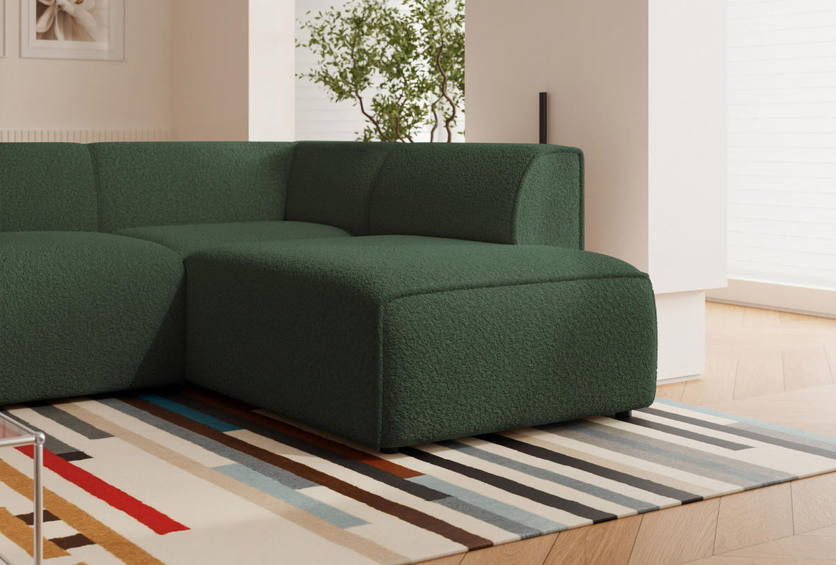 ECKSOFA ZAVO Feiner Mischstoff in Grün - Grün, Holzwerkstoff/Kunststoff (310/218cm) - Idohome