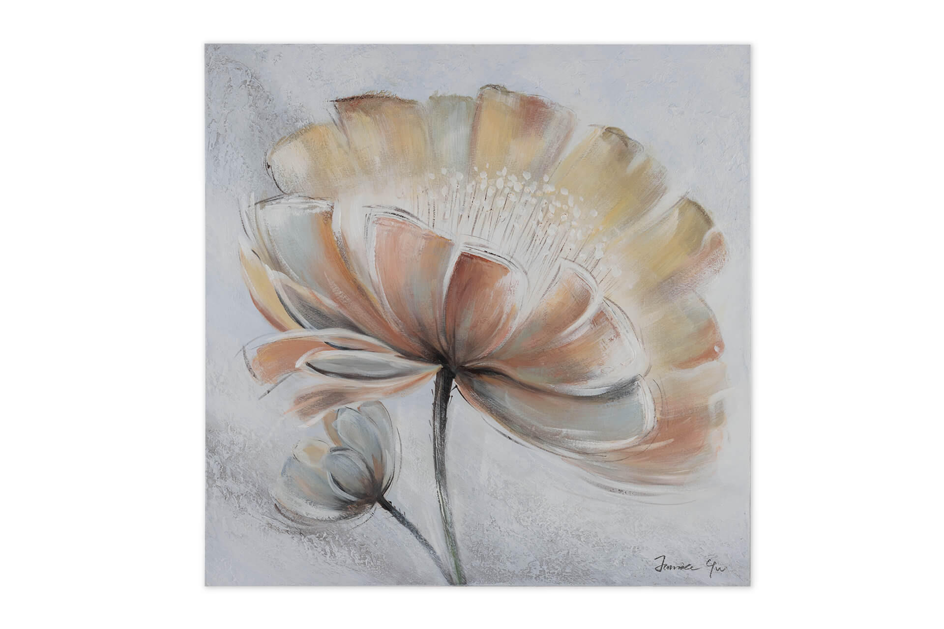 ACRYLBILD HANDGEMALT 80/80 cm - Beige/Grau, Holz/Textil (1.3/80cm) - KUNSTLOFT