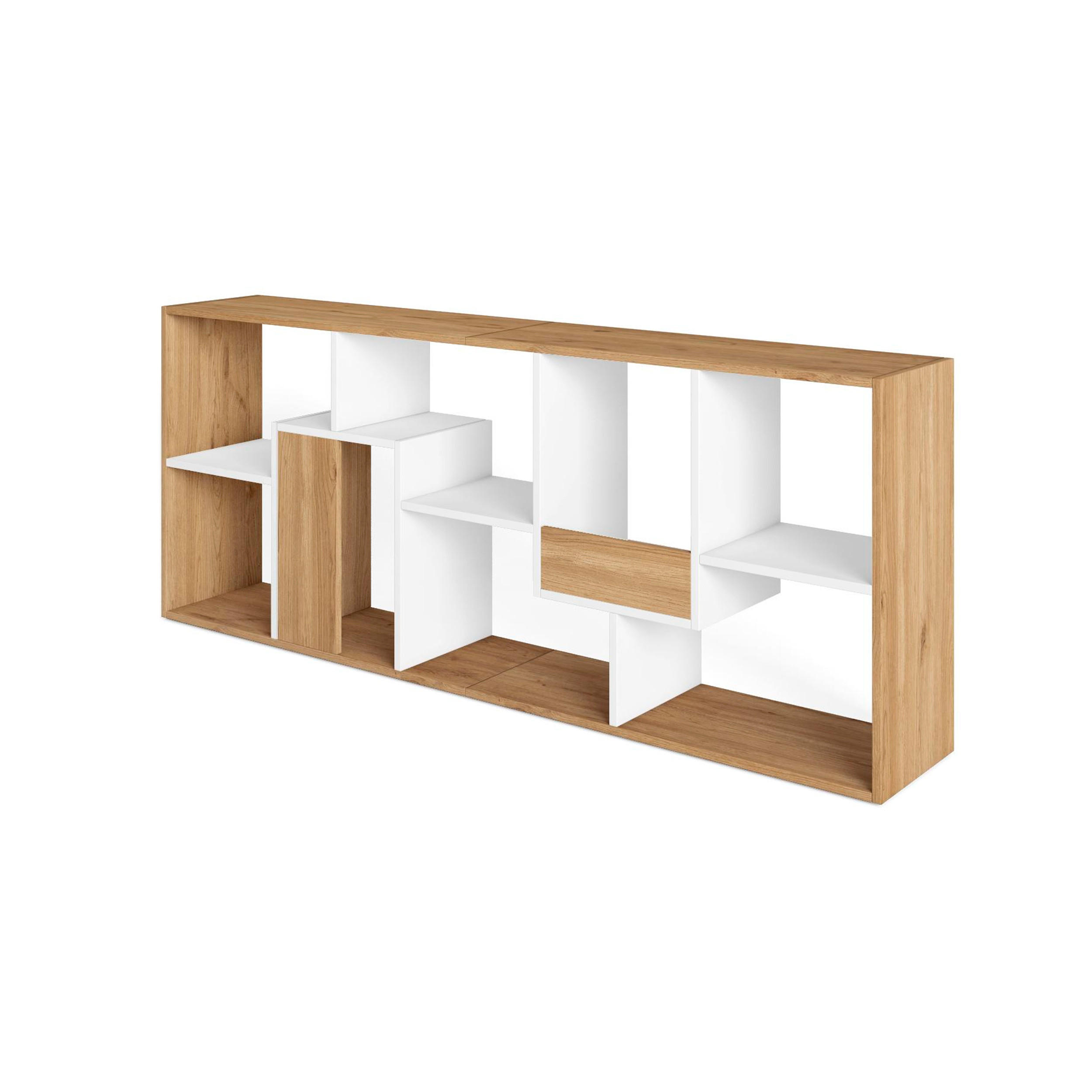 REGAL Bibliothek, Eiche und weiß, 67/31/162cm - Eichefarben/Weiß, Holzwerkstoff (67/162/31cm) - Skraut Home