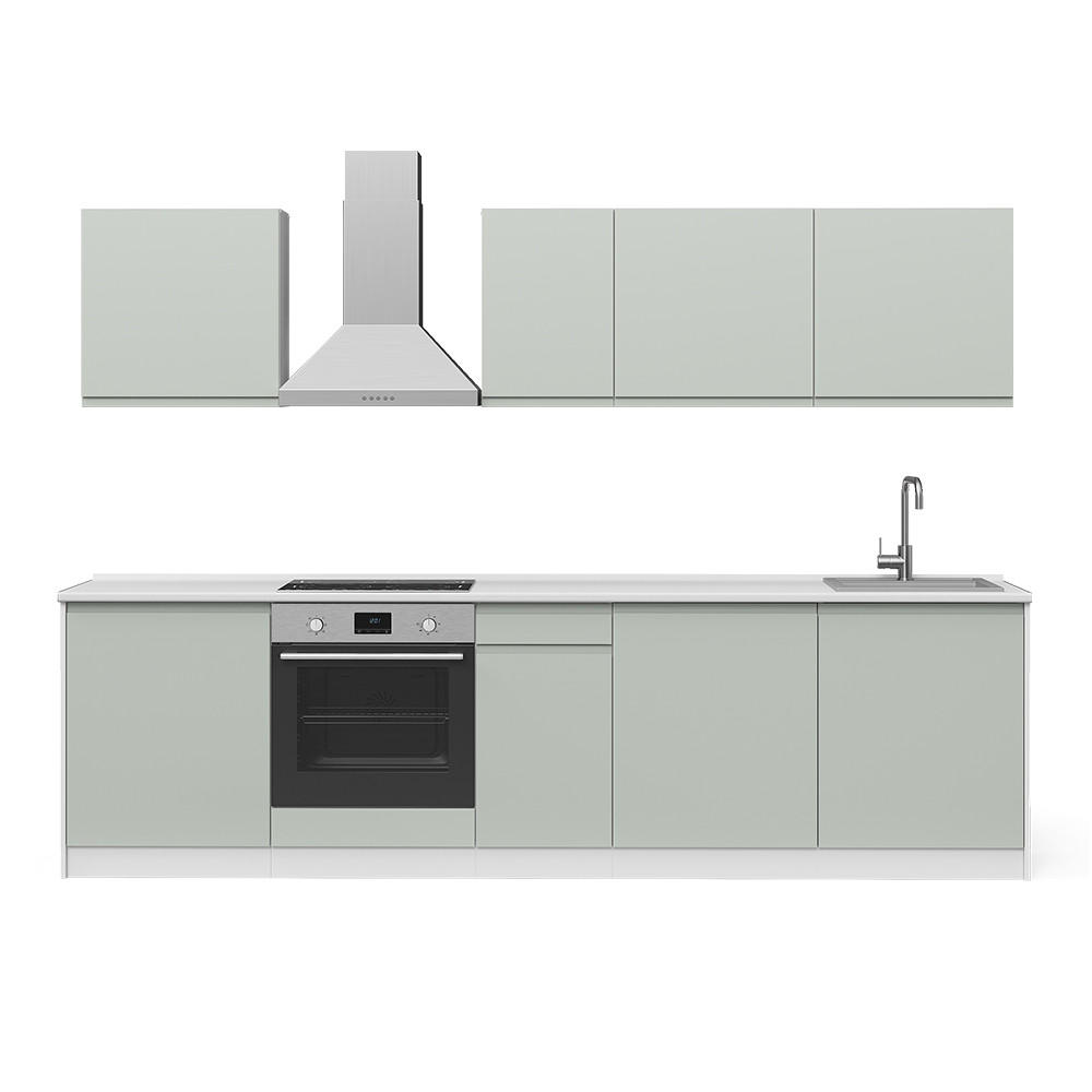 Vicco Küchenzeile Pastellgrün, Weiß 280x206.8x60 cm