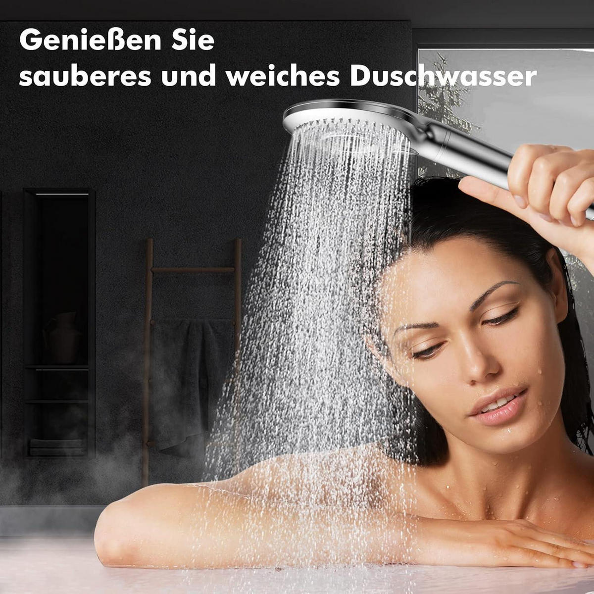 HANDBRAUSE mit Filter 3 Strahlarten Silber - Silberfarben, Metall (9/12.7/27cm)